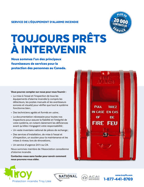 Service de l’équipement d’alarme incendie